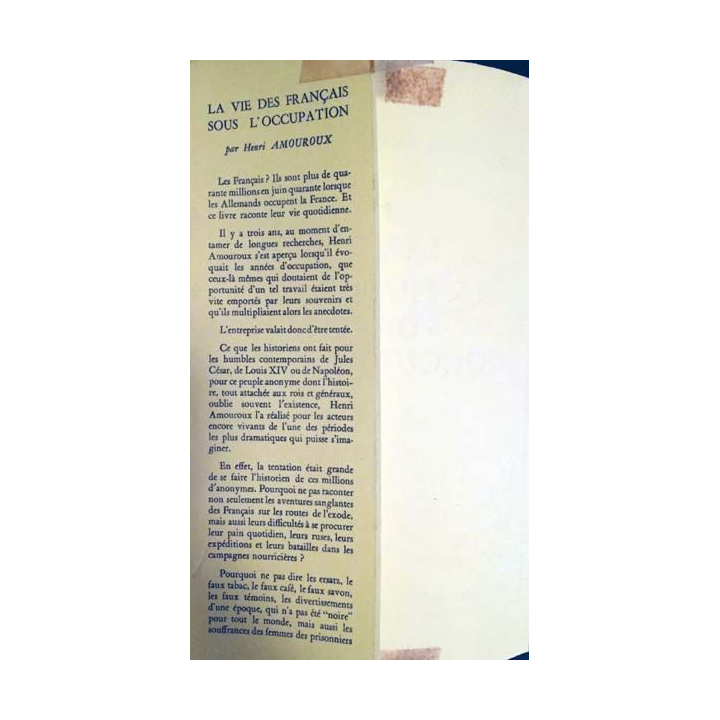 1. La vie des français sous l'occupation de Henri Amouroux librairie Arthème Fayard
