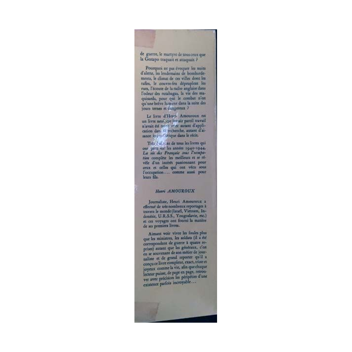 1. La vie des français sous l'occupation de Henri Amouroux librairie Arthème Fayard