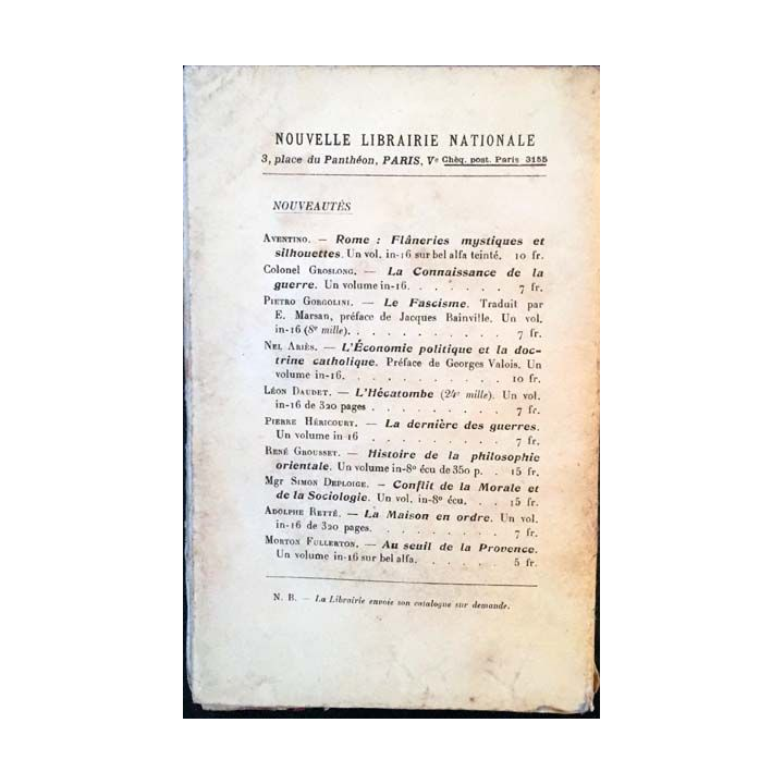 1. De Sauret la honte a Mangin le boucher de Henri Dutheil aux éditions nouvelle librairie nationale