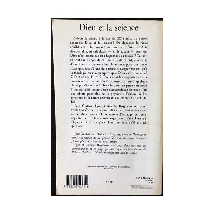 1. Dieu et la science de Jean Guitton Grichka et Igor Bogdanov aux éditions Grasset