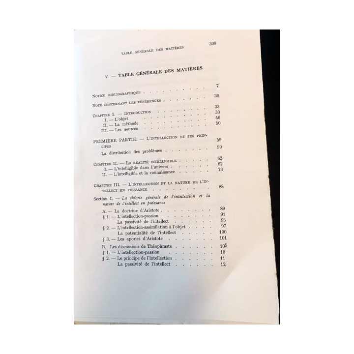 1. La Théorie aristotélicienne de l'intellect d'après Théophraste de Edmond Barbotin Edition Louvain