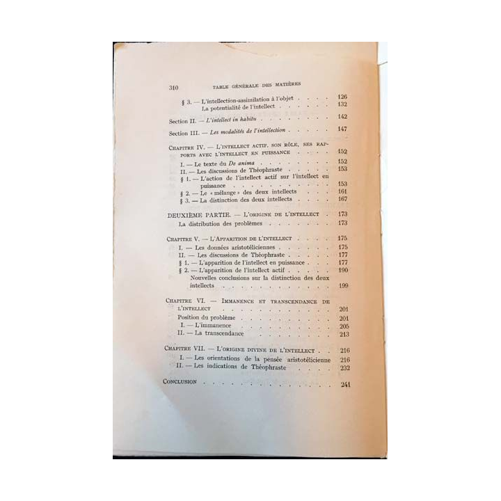 1. La Théorie aristotélicienne de l'intellect d'après Théophraste de Edmond Barbotin Edition Louvain