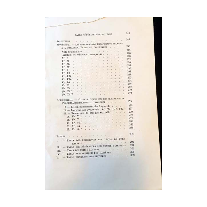 1. La Théorie aristotélicienne de l'intellect d'après Théophraste de Edmond Barbotin Edition Louvain