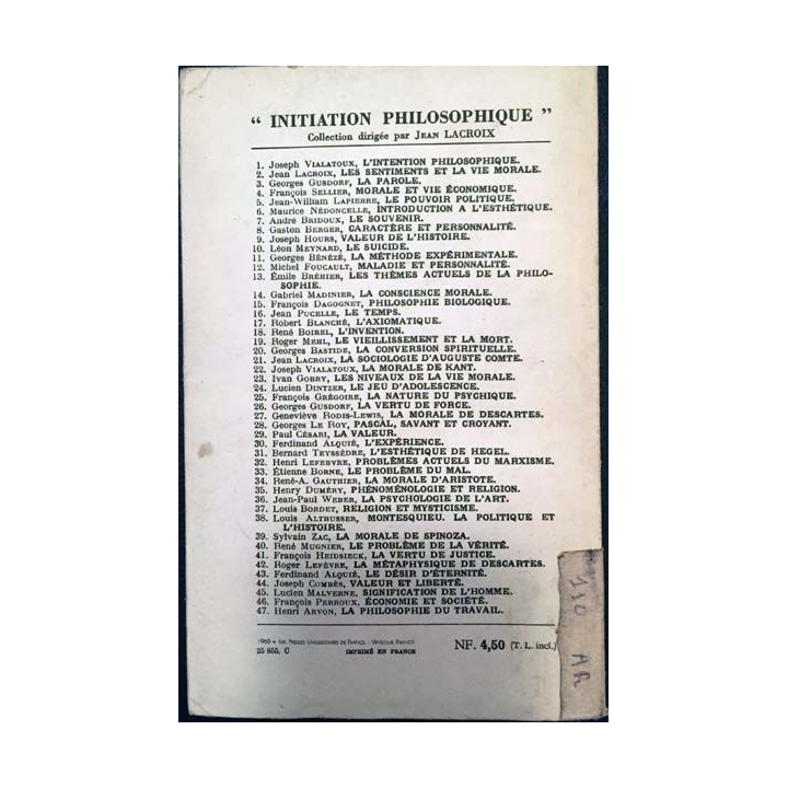 1. La philosophie du travail de Henri Arvon aux éditions presses universitaire de France