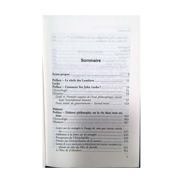 1. Philosophie des lumières Locke Diderot Rousseau Voltaire aux éditions France-loisirs