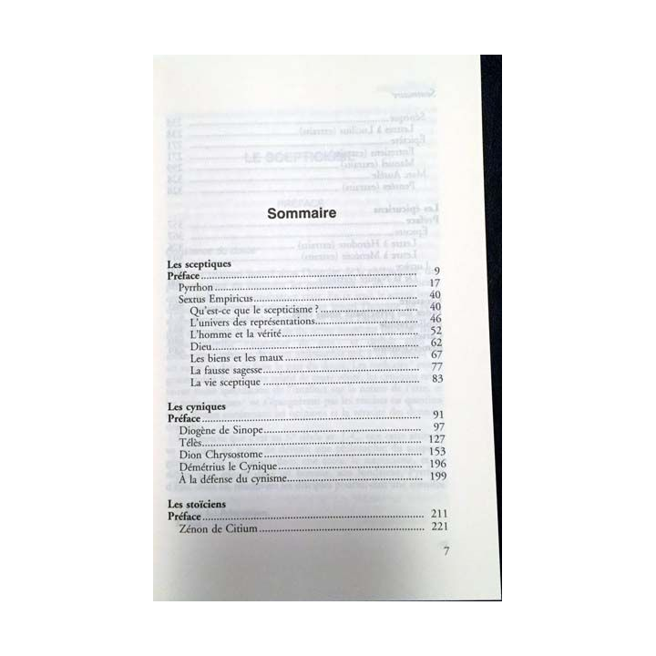 1. Philosophie greco-latine Cyniques Sceptiques Épicuriens Stoïciens aux éditions France-loisirs