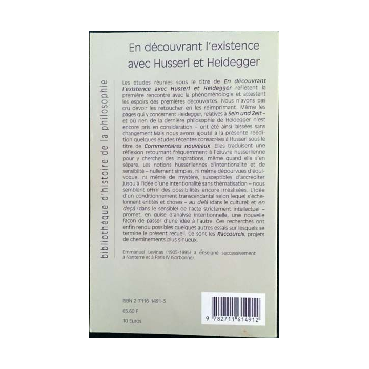 1. En découvrant l'existence avec Husserl et Heidegger de Emmanuel Levinas aux éditions Vrin