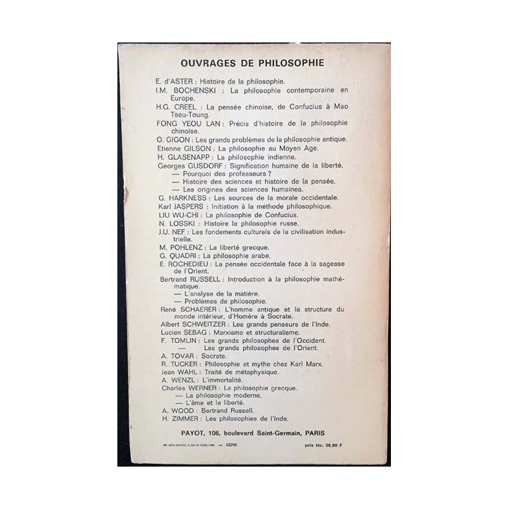 1. Traité de métaphysique de Jean Wahl aux éditions Payot 1968