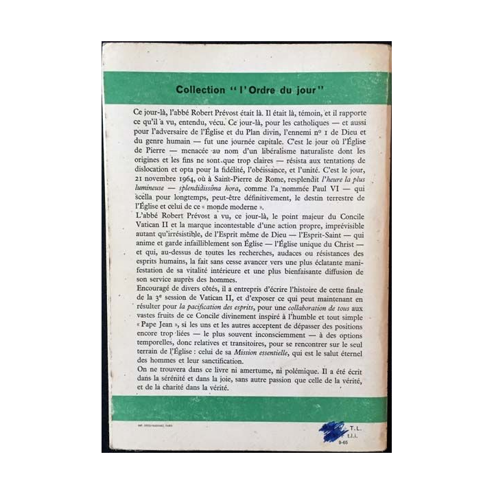 1. Vatican II: Pierre ou la Chaos de Abbé Robert Prévost aux éditions la table ronde 1965