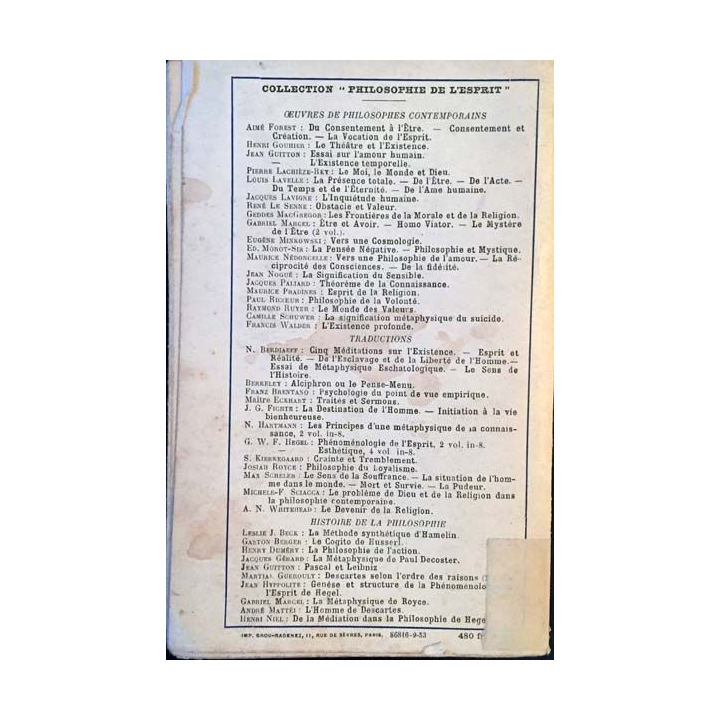 1. De la fidélité de Maurice Nédoncelle aux éditions Aubier 1953