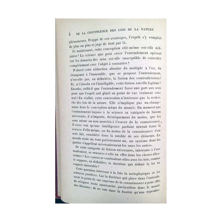 1. De la contingence des lois de la nature de Emile Boutroux aux éditions Félix Alcan