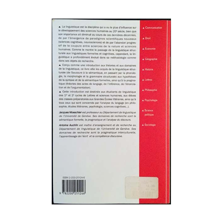 1. Introduction à la linguistique contemporaine de J.Moeschler et A.Auchlin aux éditions Armand Colin