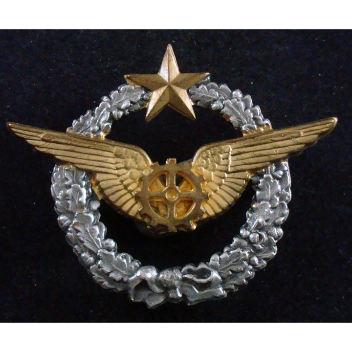 BREVET AIR : insigne métallique de brevet de mécanicien volant de l'armée de l'air dos embouti