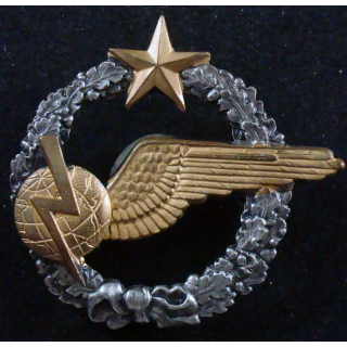 BREVET AIR : insigne métallique d'élève radio navigateur de l'armée de l'air dos embouti