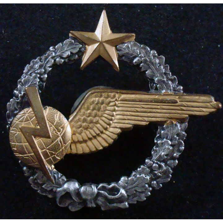 BREVET AIR : insigne métallique d'élève radio navigateur de l'armée de l'air dos embouti