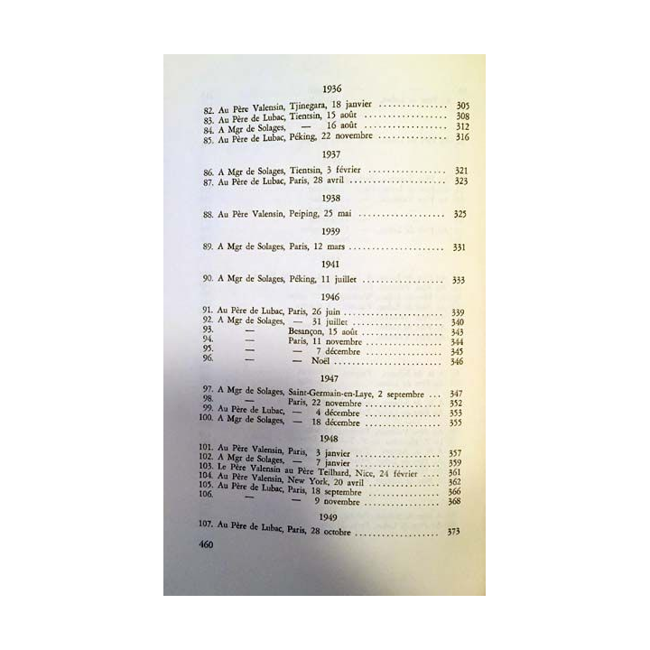 1. Lettres intimes de Teilhard de Chardin à Auguste Valensin, Bruno de Solages et Henri de Lubac 1919-1955