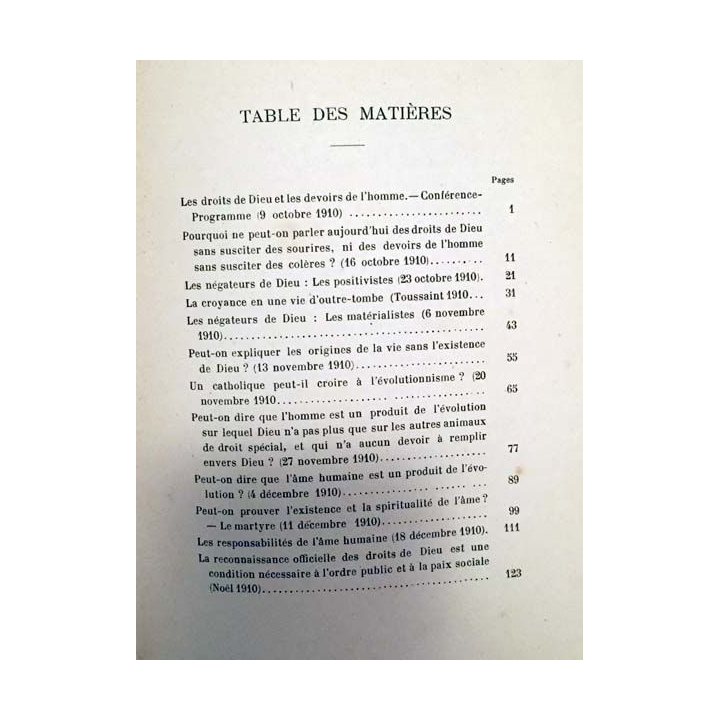 1. Les droits de Dieu et les devoirs de l'homme - Conférences aux hommes d'Alger de Monseigneur Bollon
