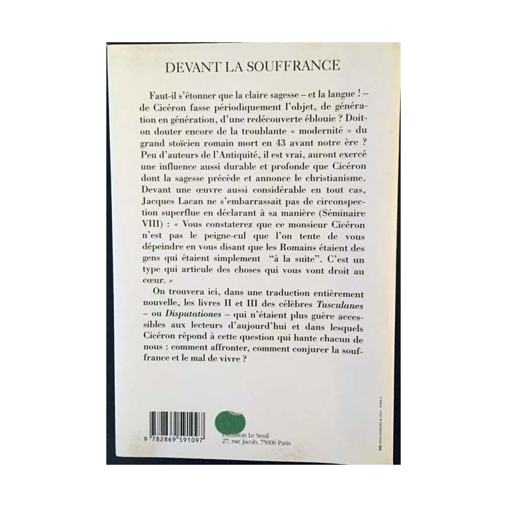 1. Devant la souffrance de Cicéron aux éditions Arléa