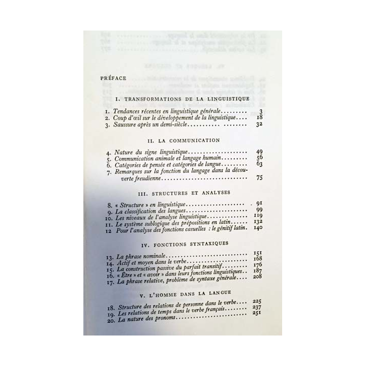 1. Problème de linguistique générale, 1 de Émile Benveniste aux éditions Gallimard 1966