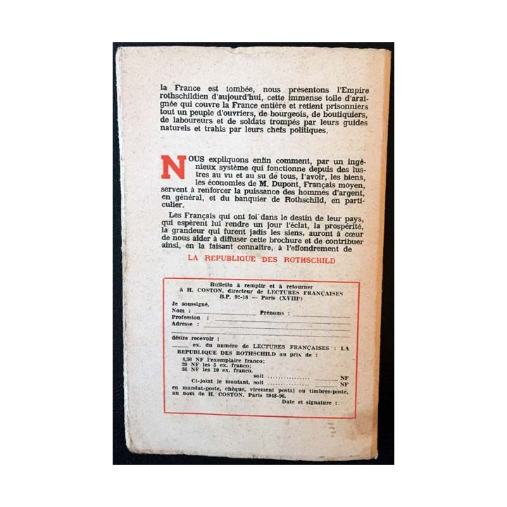 1. Lectures françaises - La République des Rothschild de Avril - Mai 1962