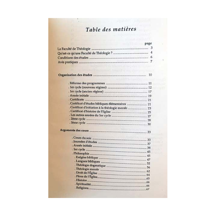 1. Faculté de Théologie de Lyon - Livret d'études 2001-2002