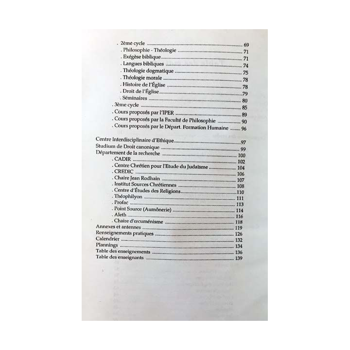 1. Faculté de Théologie de Lyon - Livret d'études 2001-2002