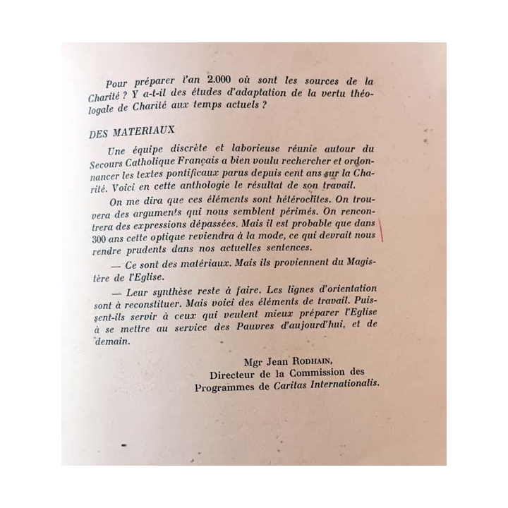 1. La charité: Anthologie de documents pacifiaux contemporains de Pie VI à Jean XXIII aux éditions S.O.S