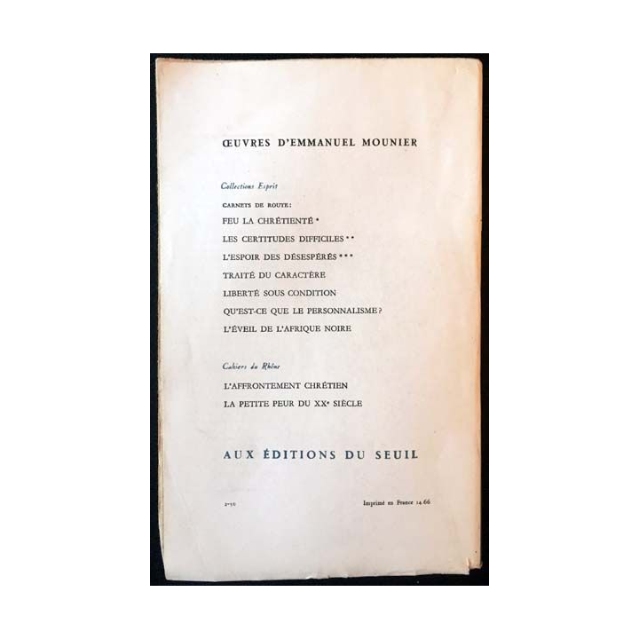 1. Mounier et sa génération de Emmanuel Mounier aux éditions du Seuil