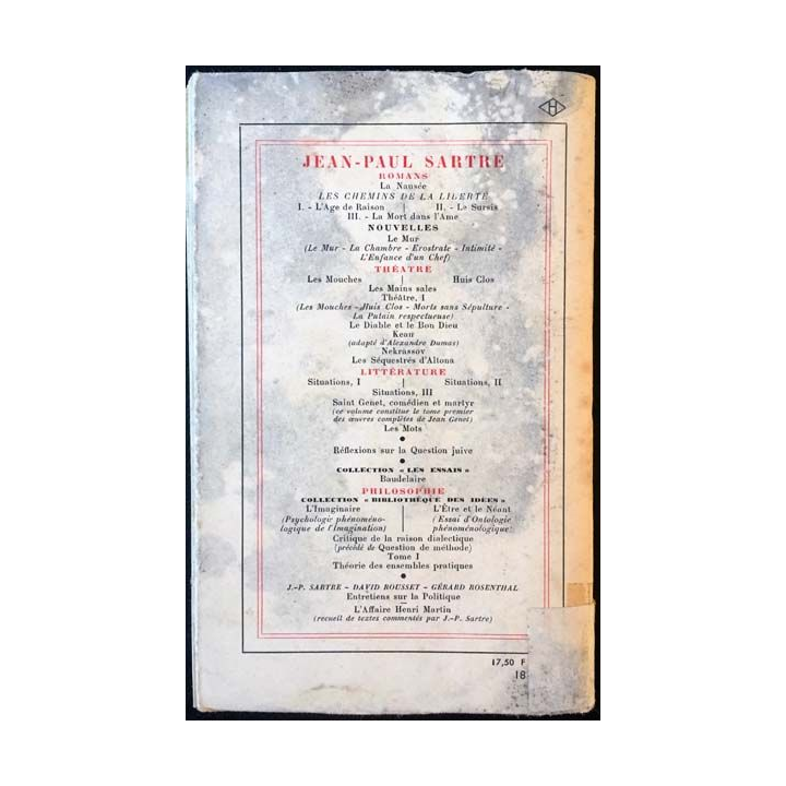 1. Situations, IV de Jean-Paul Sartre aux éditions Gallimard 1964