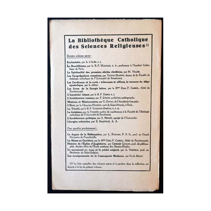 1. L'Église à la fin du premier siècle par G. Bardy aux éditions librairie Bloud & Gay 1932