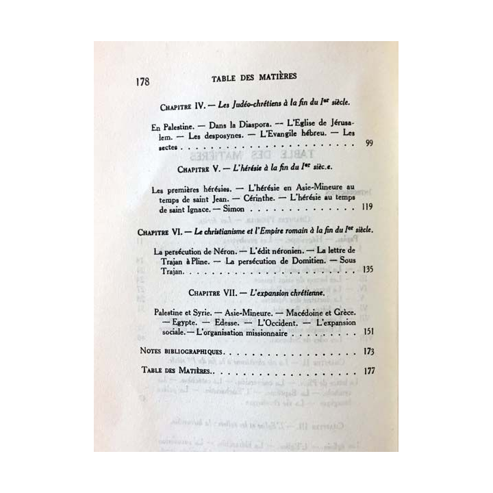 1. L'Église à la fin du premier siècle par G. Bardy aux éditions librairie Bloud & Gay 1932