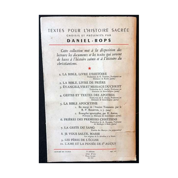 1. La bible apocryphe en marge de l'ancien testament de J. Bonsirven aux éditions Arthème Fayard