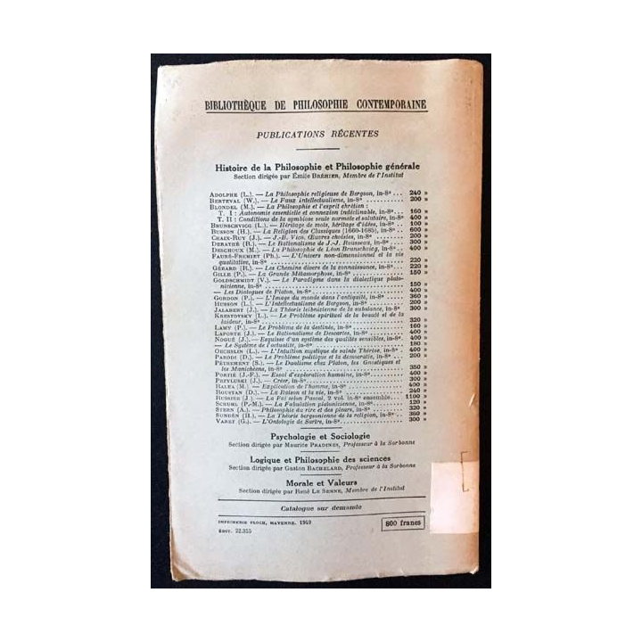 1. Le devoir de René Le Senne aux éditions Presses Universitaire de France 1950