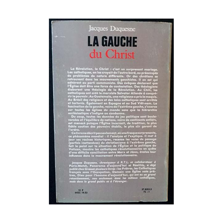 1. La gauche du Christ de Jacques Duquesne aux éditions Grasset