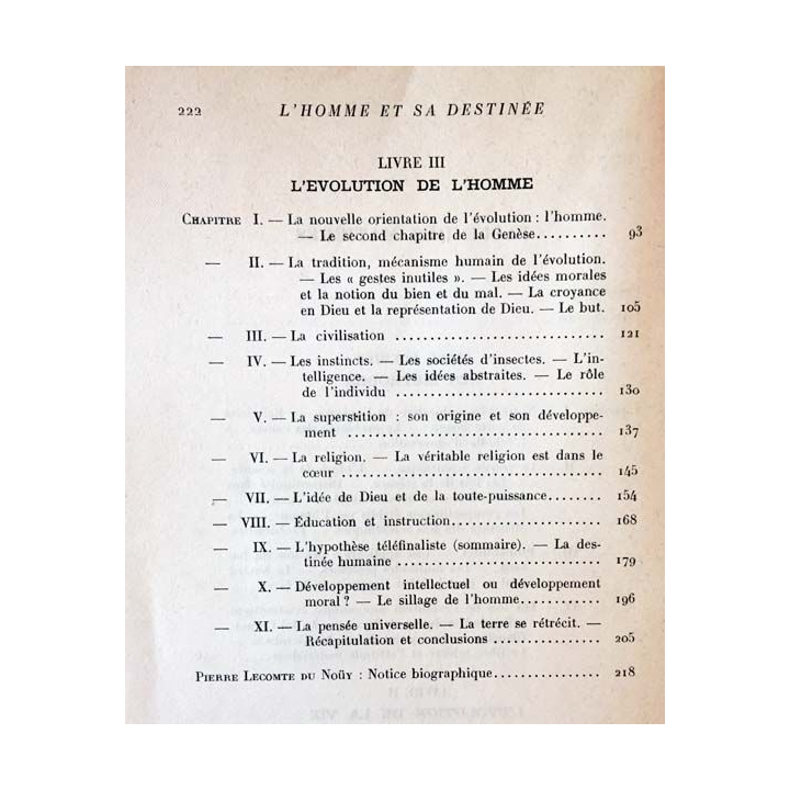 1. L'homme et sa destinée de Lecomte du Nouy aux éditions La colombe