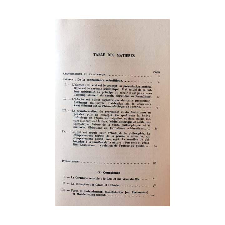 1. La phénoménologie de l'esprit Tome I de F.G.W Hegel aux éditions Aubier Montaigne