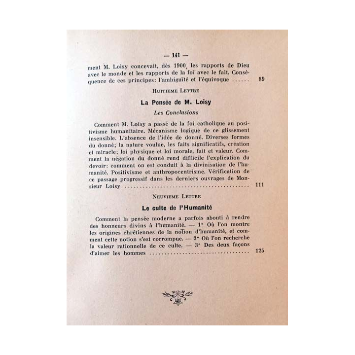 1. La pensée moderne et le catholicisme III La pensée de M.Loisy aux éditions Provencale 1936