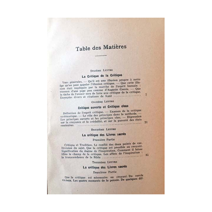 1. La pensée moderne et le catholicisme IV Critique de la critique aux éditions Provencale 1937