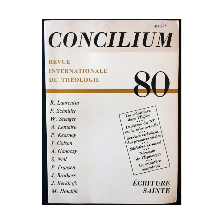 1. Concilium - Revue internationale de théologie 80 aux éditions Mame