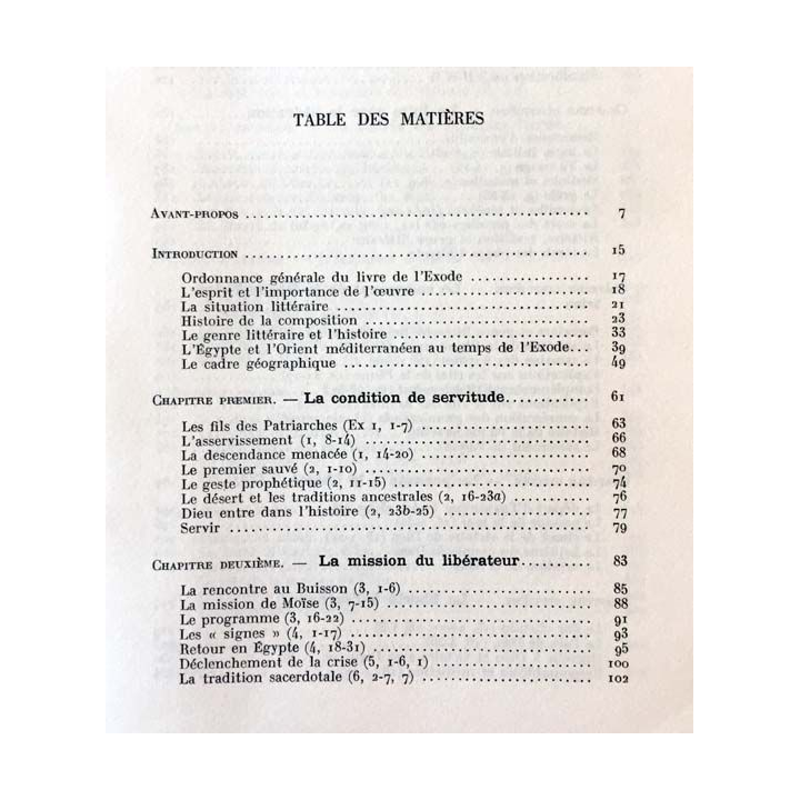 1. De la servitude au service étude du livre de l'exode de Georges Auzou aux éditions de l'Orante