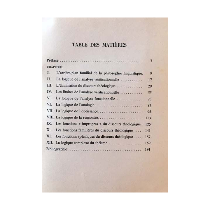 1. Le langage religieux a-t-il un sens ? Logique moderne et foi de F. Ferré aux éditioins du Cerf