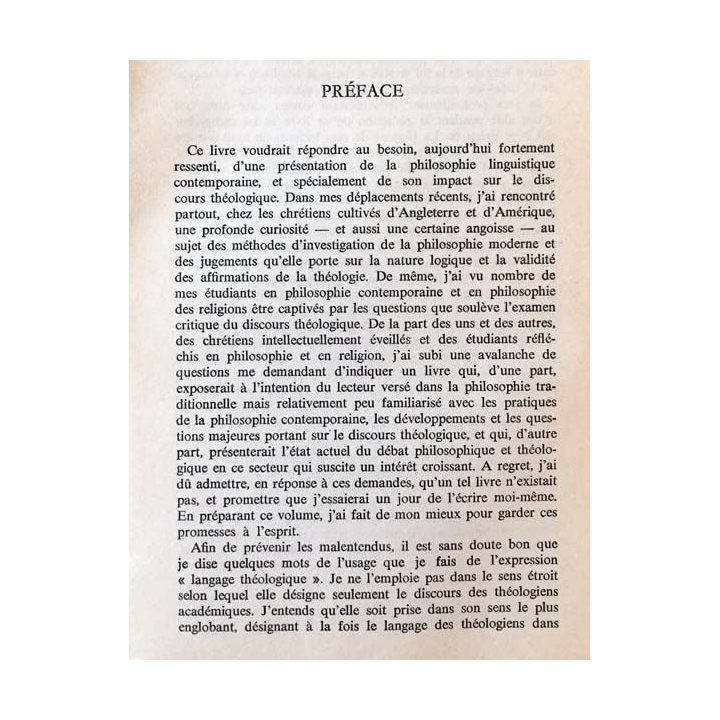 1. Le langage religieux a-t-il un sens ? Logique moderne et foi de F. Ferré aux éditioins du Cerf