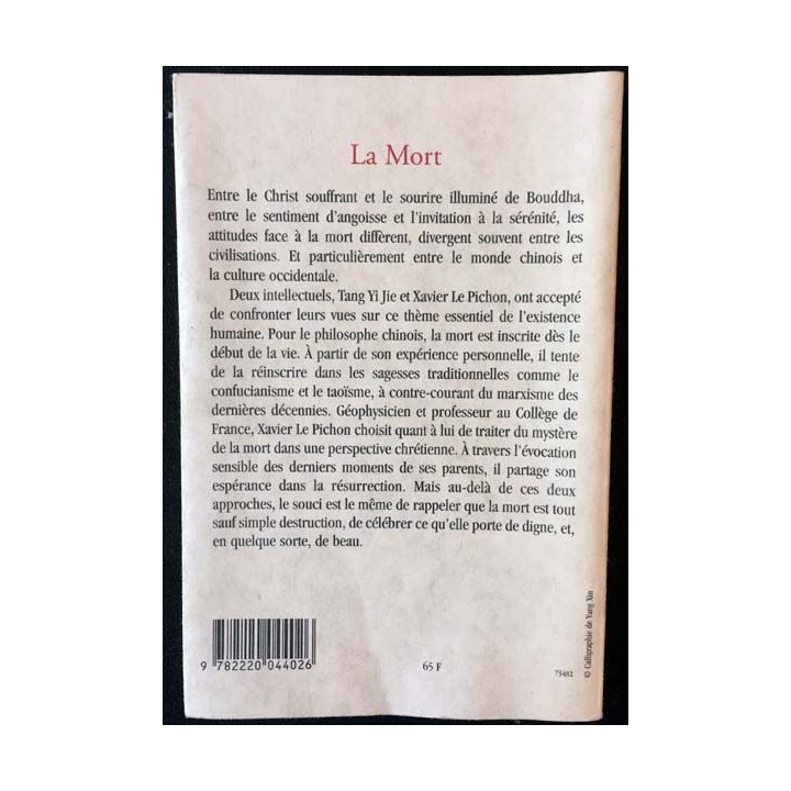 1. La mort de Tang Yijie Xavier Le Pichon aux éditions Desclée de Brouwer