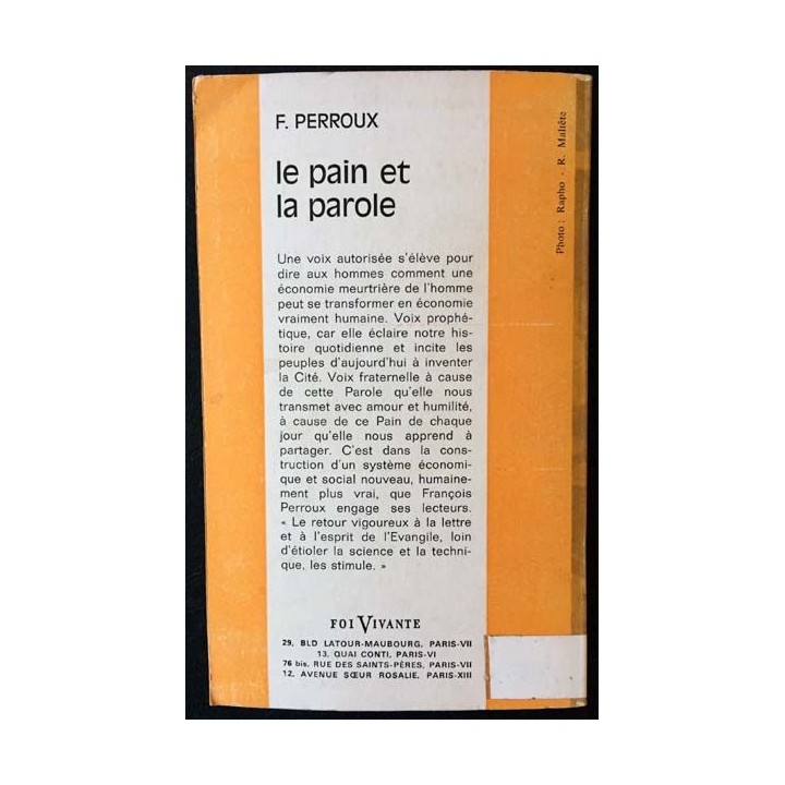 1. Le pain et la parole de François Perroux aux éditions du Cerf
