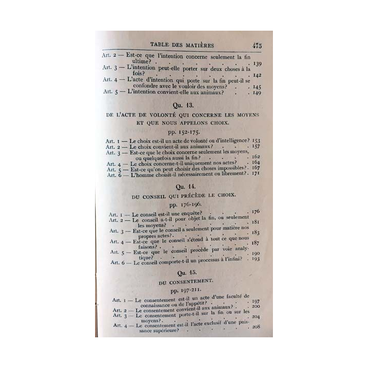 1. Les actes humains de Saint Thomas D'Aquin aux éditions de la Revue des jeunes 1926