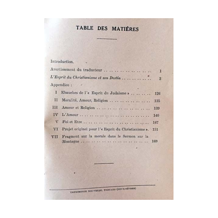 1. L'esprit du christianisme et son destin de G.W.F Hegel aux éditions J. Vrin