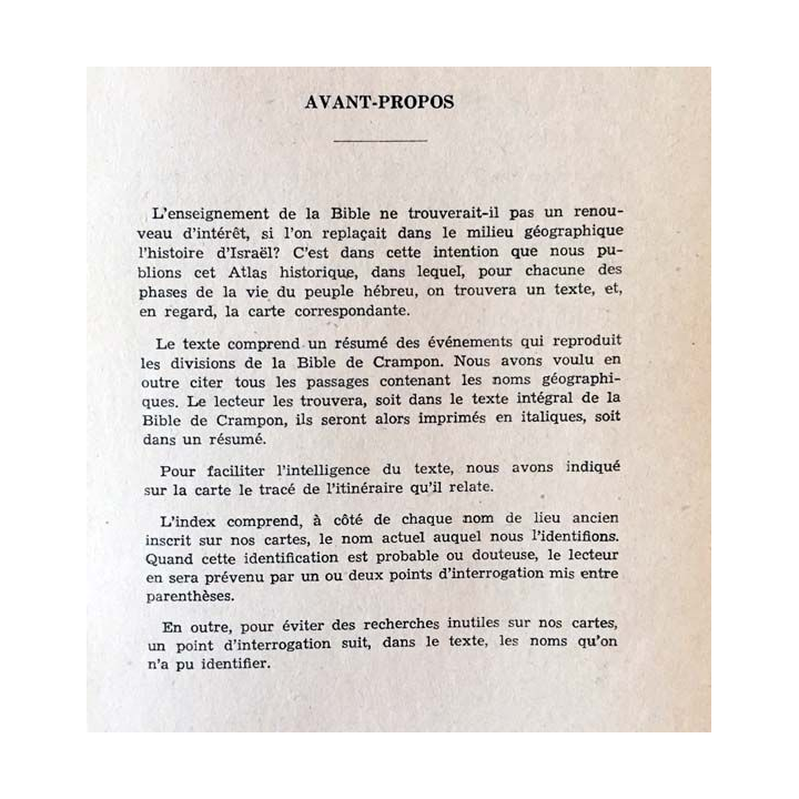 1. Atlas historique de l'ancien testament - chronologie géographie de R.P Tellier aux éditions Spes 1937