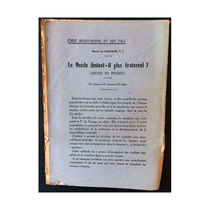 1. L'initiation chrétienne leçons sur le baptême de Pierre Paris aux éditions Beauchesne et ses fils 1944