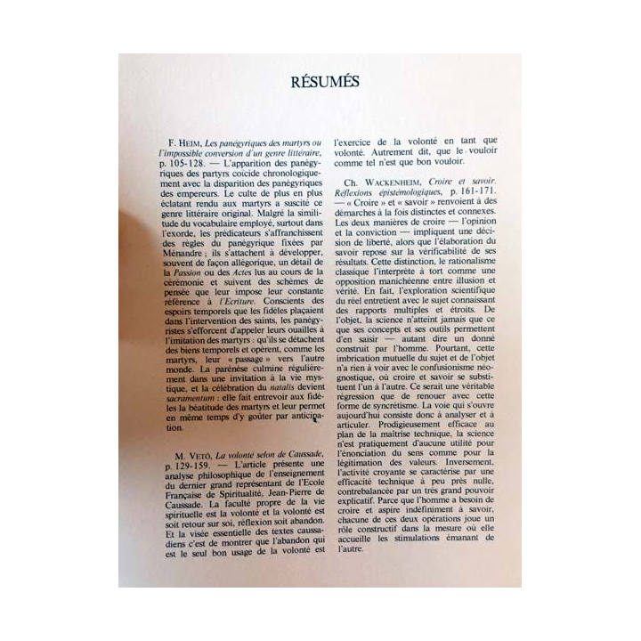 1. Revue des sciences religieuses 61e année n°3 Juillet 1987 aux éditions Palais universitaire