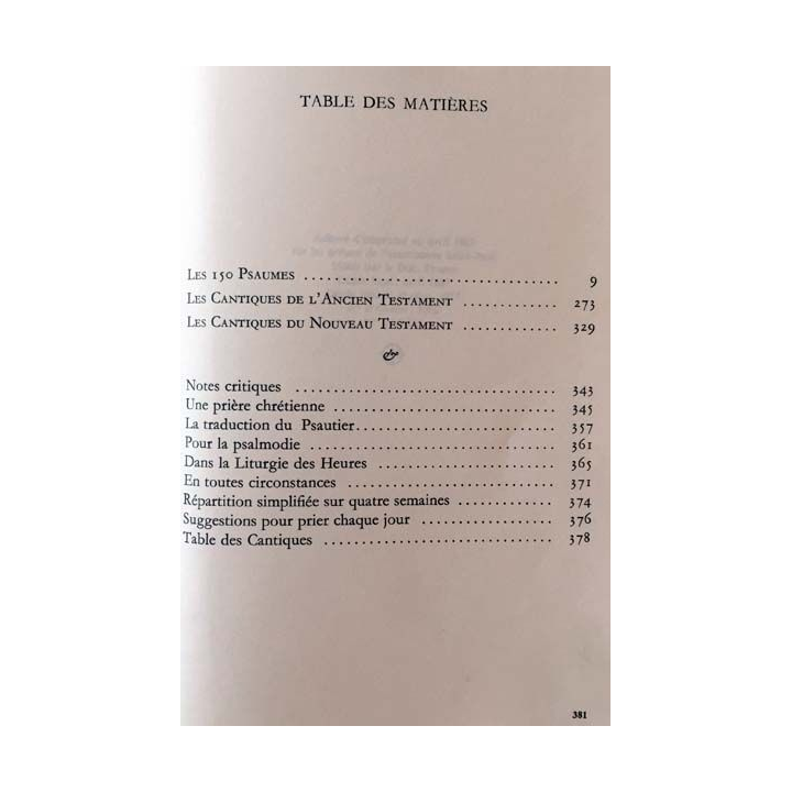 1. Le psautier version oecuménique texte liturgique aux éditions du Cerf